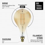 8W LED Vintage E27 PS160 Birne Gold Glas Warmweiß 1800K 8W LED Vintage E27 PS160 Birne Gold Glas Warmweiß 1800K