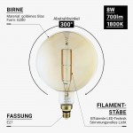 8W LED Vintage E27 G200 Birne Gold Glas Warmweiß 1800K 8W LED Vintage E27 G200 Birne Gold Glas Warmweiß 1800K