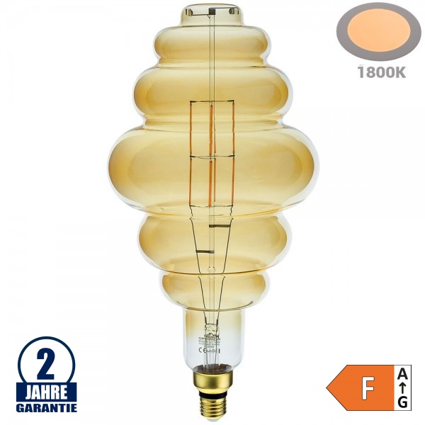 8W LED Vintage E27 BD200 Birne Gold Glas Warmweiß 1800K