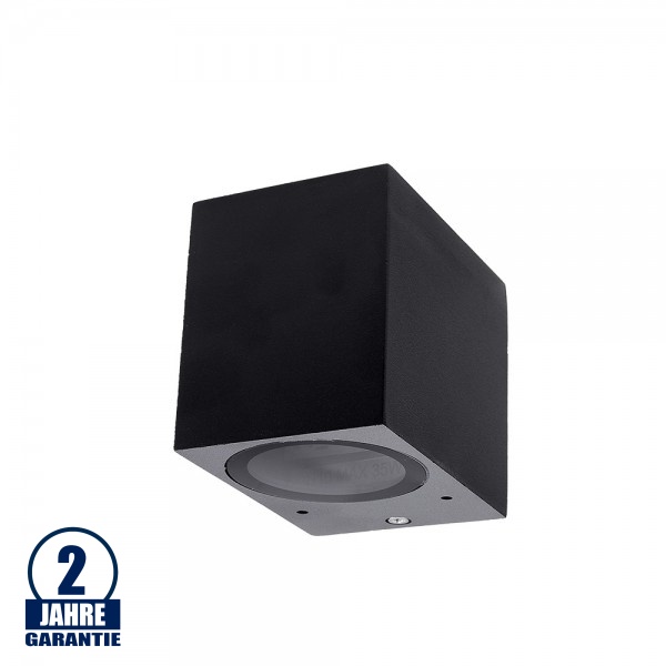 Wandleuchte mit GU10 Fassung 1-fach Quader Schwarz IP54 Wandleuchte mit GU10 Fassung 1-fach Quader Schwarz IP54