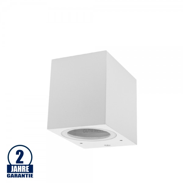 Wandleuchte mit GU10 Fassung 1-fach Quader Weiß IP54 Wandleuchte mit GU10 Fassung 1-fach Quader Weiß IP54