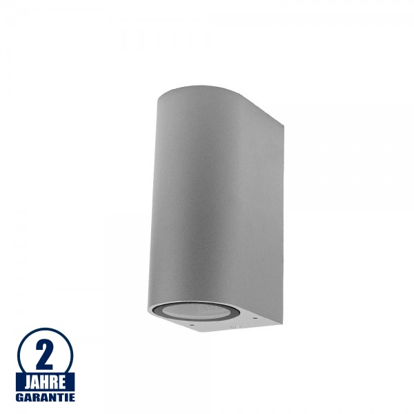 Wandleuchte mit GU10 Fassung 2-fach Zylinder Silber IP44