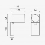 Wandleuchte mit GU10 Fassung 1-fach Quader Schwenkbar Weiß IP44 Wandleuchte mit GU10 Fassung 1-fach Quader Schwenkbar Weiß IP44