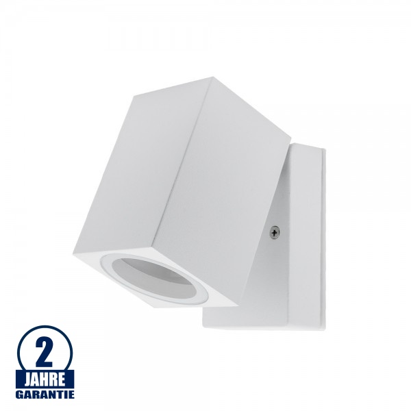 Wandleuchte mit GU10 Fassung 1-fach Quader Schwenkbar Weiß IP44 Wandleuchte mit GU10 Fassung 1-fach Quader Schwenkbar Weiß IP44