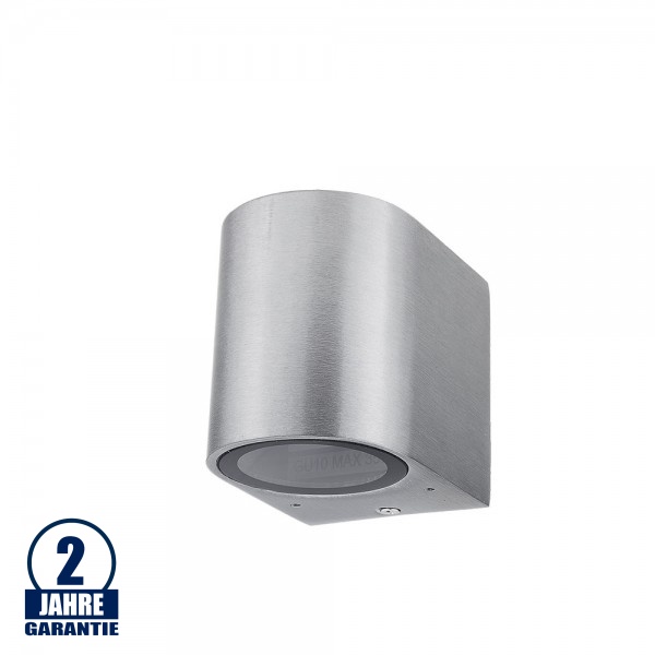 Wandleuchte mit GU10 Fassung 1-fach Zylinder Edelstahl IP44 Wandleuchte mit GU10 Fassung 1-fach Zylinder Edelstahl IP44