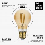 8W LED Vintage E27 A60 Birne Gold Glas Warmweiß 2500K 8W LED Vintage E27 A60 Birne Gold Glas Warmweiß 2500K