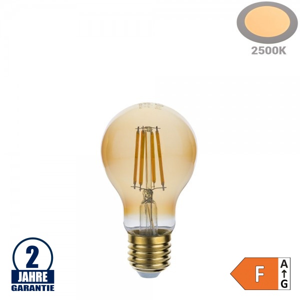 8W LED Vintage E27 A60 Birne Gold Glas Warmweiß 2500K 8W LED Vintage E27 A60 Birne Gold Glas Warmweiß 2500K