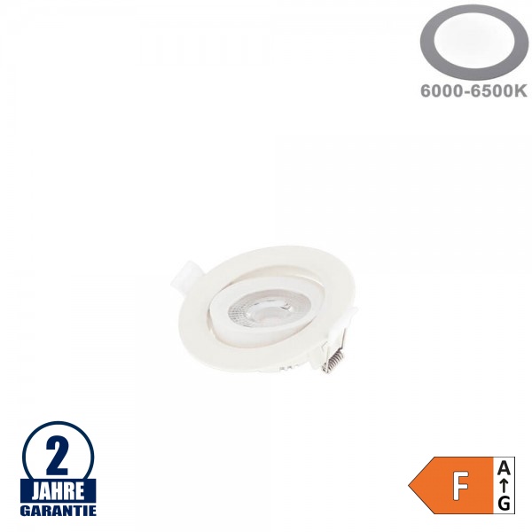 5W LED SMD Einbauleuchte Rund Schwenkbar Weiß Kaltweiß 5W LED SMD Einbauleuchte Rund Schwenkbar Weiß Kaltweiß