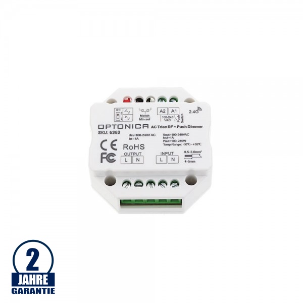 LED Phasenan- u. Abschnittdimmer Funk- u. Tastersteuerung - 100-240 V AC max. 1A