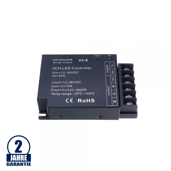 LED Controller Single Color • CCT • RGB Funksteuerung - 12-36 V DC, 3 x 10A LED Controller Single Color • CCT • RGB Funksteuerung - 12-36 V DC, 3 x 10A