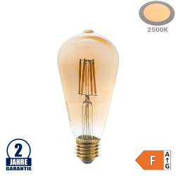 6W LED Vintage E27 ST64 Birne Gold Glas Warmweiß 2500K