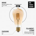8W LED Vintage E27 ST64 Birne Gold Glas Warmweiß 2500K 8W LED Vintage E27 ST64 Birne Gold Glas Warmweiß 2500K