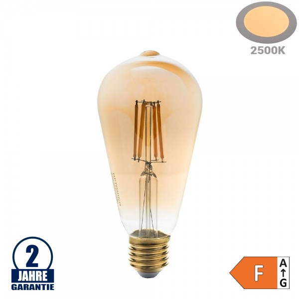 8W LED Vintage E27 ST64 Birne Gold Glas Warmweiß 2500K 8W LED Vintage E27 ST64 Birne Gold Glas Warmweiß 2500K
