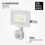 10W LED SMD Fluter City Line mit Bewegungsmelder Kaltweiß