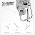 10W LED SMD Fluter City Line mit Bewegungsmelder Kaltweiß