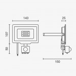 20W LED SMD Fluter City Line mit Bewegungsmelder Kaltweiß