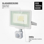 20W LED SMD Fluter City Line mit Bewegungsmelder Kaltweiß