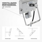 20W LED SMD Fluter City Line mit Bewegungsmelder Kaltweiß