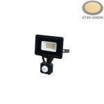 10W LED SMD Fluter City Line Schwarz mit Bewegungsmelder Warmweiß