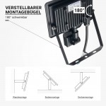 20W LED SMD Fluter City Line Schwarz mit Bewegungsmelder Kaltweiß 20W LED SMD Fluter City Line Schwarz mit Bewegungsmelder Kaltweiß