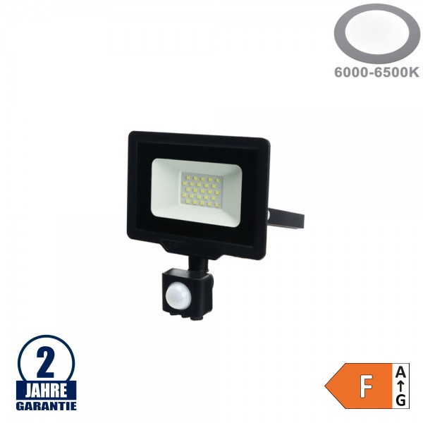 20W LED SMD Fluter City Line Schwarz mit Bewegungsmelder Kaltweiß 20W LED SMD Fluter City Line Schwarz mit Bewegungsmelder Kaltweiß