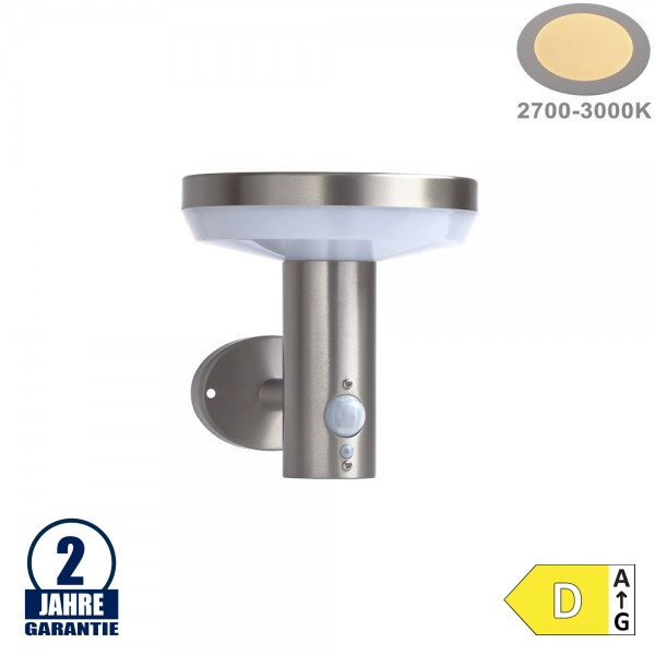 4,4W LED Solar Wandleuchte mit PIR Sensor INOX Warmweiß IP44 4,4W LED Solar Wandleuchte mit PIR Sensor INOX Warmweiß IP44