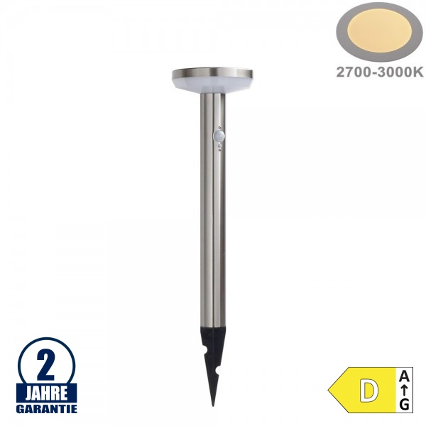 4,4W LED Solar Gehwegleuchte mit PIR Sensor und Erdspieß INOX Warmweiß IP44