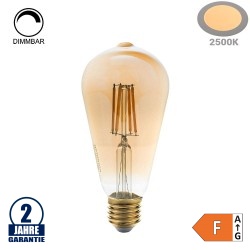 8W LED Vintage E27 ST64 Birne Gold Glas Warmweiß 2500K Dimmbar