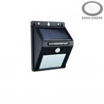 0,75W LED Solar Wandleuchte mit PIR Sensor Schwarz IP54 Kaltweiß 0,75W LED Solar Wandleuchte mit PIR Sensor Schwarz IP54 Kaltweiß