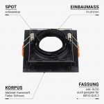 Einbaurahmen für LED GU10 Quadratisch inkl. Fassung Schwarz Einbaurahmen für LED GU10 Quadratisch inkl. Fassung Schwarz