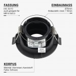 Einbaurahmen für LED GU10 Rund mit ovalem Lichtauslass Schwarz Einbaurahmen für LED GU10 Rund mit ovalem Lichtauslass Schwarz