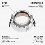 Einbaurahmen für LED GU10 Rund Weiß mit bronzenen Reflektor Einbaurahmen für LED GU10 Rund Weiß mit bronzenen Reflektor