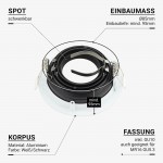 Einbaurahmen Alu für LED GU10 Rund inkl. Fassung Weiß/Schwarz Einbaurahmen Alu für LED GU10 Rund inkl. Fassung Weiß/Schwarz
