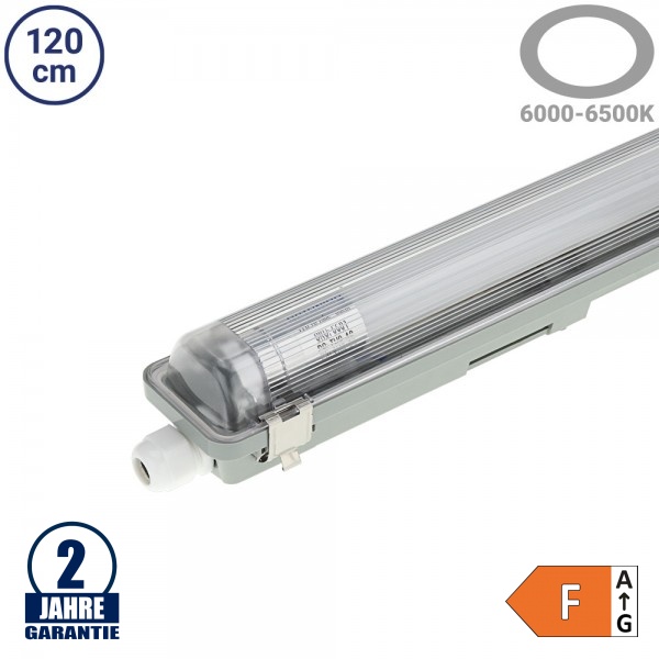 18W LED Feuchtraum/-Wannenleuchte inkl. Röhre SET 120cm einflammig IP65 Kaltweiß 18W LED Feuchtraum/-Wannenleuchte inkl. Röhre SET 120cm einflammig IP65 Kaltweiß