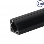 LED Profil 45° Winkel Schwarz 2m SET mit schwarzer Abdeckung OP