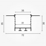 LED Profil 72x35mm Schwarz Trockenbau 2m SET mit schwarzer Abdeckung LED Profil 72x35mm Schwarz Trockenbau 2m SET mit schwarzer Abdeckung