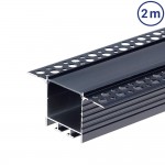 LED Profil 72x35mm Schwarz Trockenbau 2m SET mit schwarzer Abdeckung LED Profil 72x35mm Schwarz Trockenbau 2m SET mit schwarzer Abdeckung