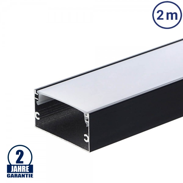 LED Profil 40x20mm Schwarz Aufbau 2m SET