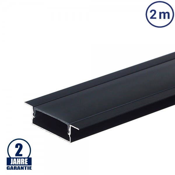 LED Profil 41x10mm Schwarz Einbau 2m SET mit schwarzer Abdeckung LED Profil 41x10mm Schwarz Einbau 2m SET mit schwarzer Abdeckung