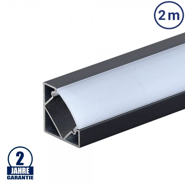 LED Profil 45° Winkel Schwarz 2m SET OP