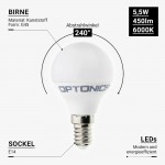 5,5W LED E14 G45 Birne Kunststoff Kaltweiß