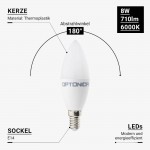 8W LED E14 Kerze Kunststoff Kaltweiß