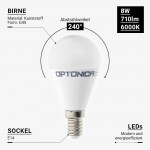 8W LED E14 G45 Birne Kunststoff Kaltweiß