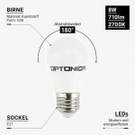 8W LED E27 G45 Birne Kunststoff Warmweiß 8W LED E27 G45 Birne Kunststoff Warmweiß