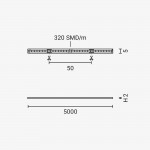 320SMD/m 10W/m 24V Mini COB LED Streifen Warmweiß 1m 320SMD/m 10W/m 24V Mini COB LED Streifen Warmweiß 1m