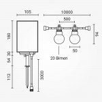 LED Solar-Lichterkette 20 Birnen klar 10m Warmweiß