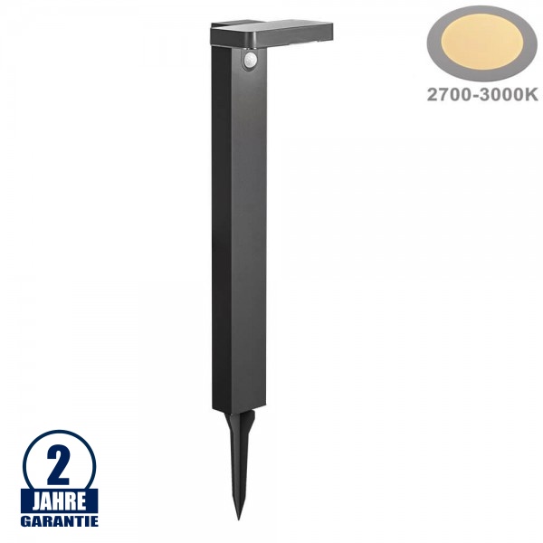 9W LED Solar Gehwegleuchte mit Erdspieß rechteckig Warmweiß IP44 9W LED Solar Gehwegleuchte mit Erdspieß rechteckig Warmweiß IP44
