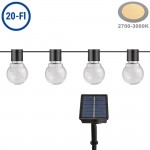 LED Solar-Lichterkette 20 Birnen klar 7m Warmweiß