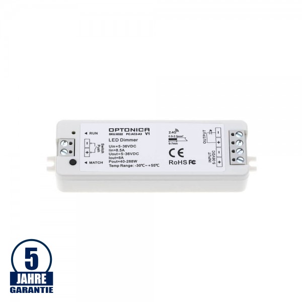 LED Single Color Controller Funk u. Tastersteuerung - 5-36 V DC 8A