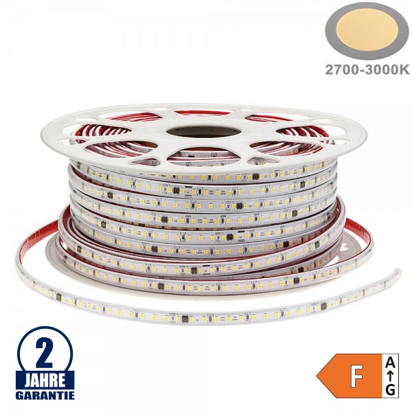 120SMD/m 9W 230V LED Streifen 2835 Wassergeschützt Warmweiß 1m 120SMD/m 9W 230V LED Streifen 2835 Wassergeschützt Warmweiß 1m